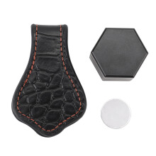 Soporte magnético para tiza de billar, resistente, con textura de cuero, acceso rápido a la tiza, aleación de aluminio y material de cuero,