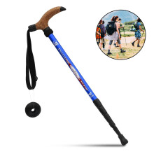 Bastão de caminhada leve e ajustável para trilhas e viagens. Bastão de alumínio durável com sistema anti-impacto e empunhadura ergonômica com