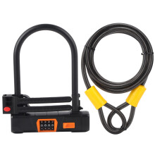 Set di lucchetto antifurto per bicicletta, lucchetto a U resistente con sblocco a combinazione senza chiave, cavo di sicurezza resistente al calore