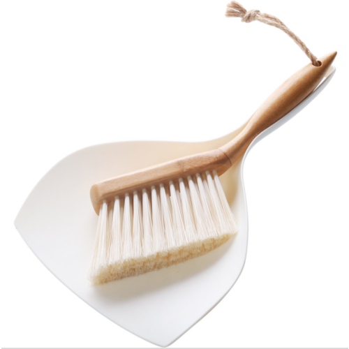 Mini escova com cabo de bambu, multiuso: elegante e prática para limpar todos os cantos.