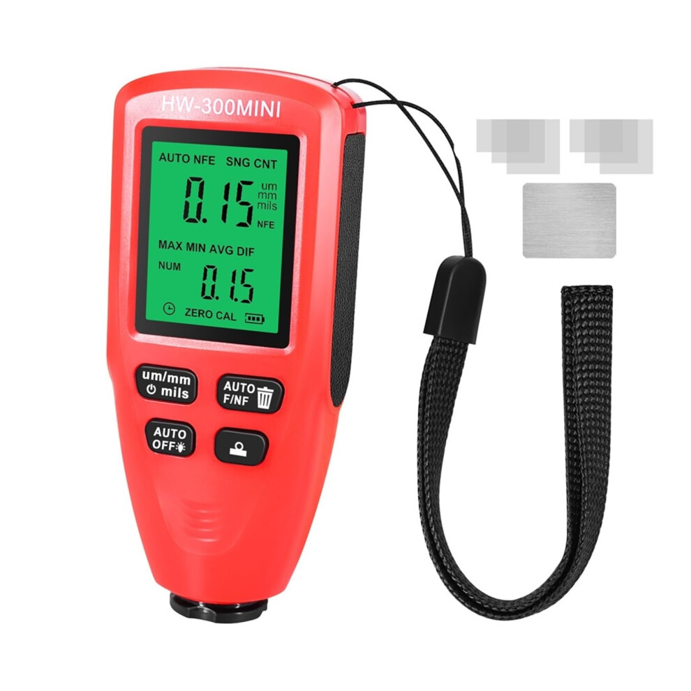Coating Thickness Gauge For Automotive Paint Paint Thickness Meter, 0.01 Mm/1 Mil, 0Â2000 Âµm (Hw300pro Red) 9119770183514