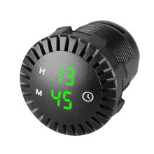 Touch Adjustable 12V 24V Electronic Clock For Cars And Motorcycles Waterproof Design LED Display Night Viewing Green