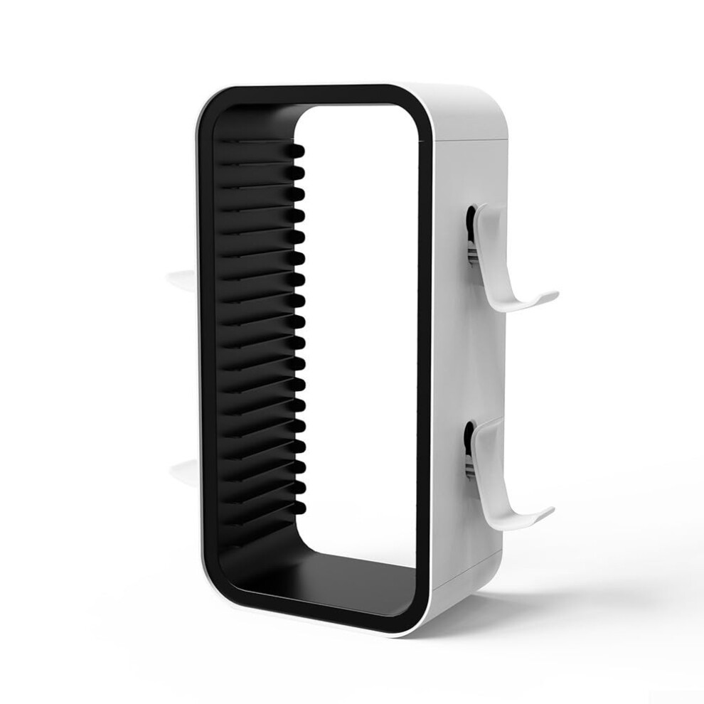 Game Storage Tower With 18 Disks, Console Compatible, And Finish, Fits Playstation Xbox Nintendo Switch White/Black 9119770185808