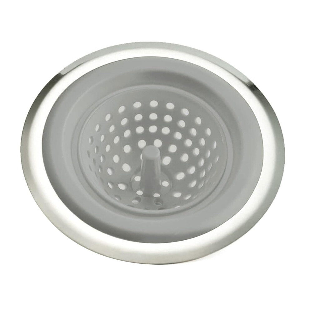Rubber & Steel Sink Strainer Food Waste Catcher For Kitchen Sink Drain Protection Grey 9339159734742