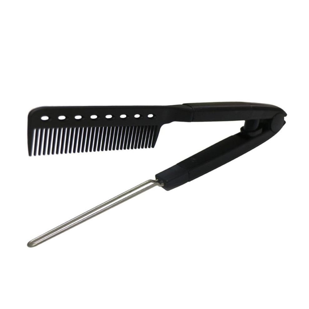 Unisex Shaped Hair Straightening Comb Ergonomic Grip Compact Design Professional Hairstyling Tool For Quick Athome Touchups