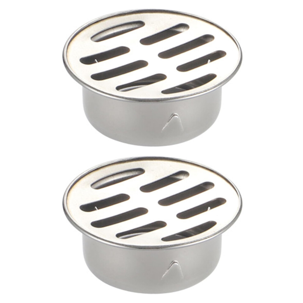 Stainless Steel Round Floor Drain 2Pack For Shower And Bathroom With Hair Catcher Brush Finish 9119770186546