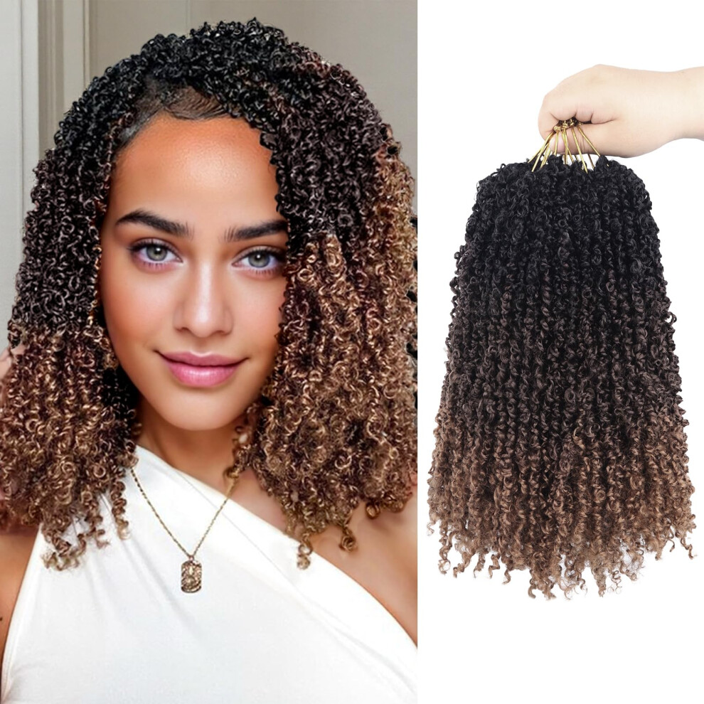 Twist Crochet Hair 12Inch 240 Strands PreLooped Spring Twists Synthetic Braids Hair Extension 1B/4/30 Pack of 8