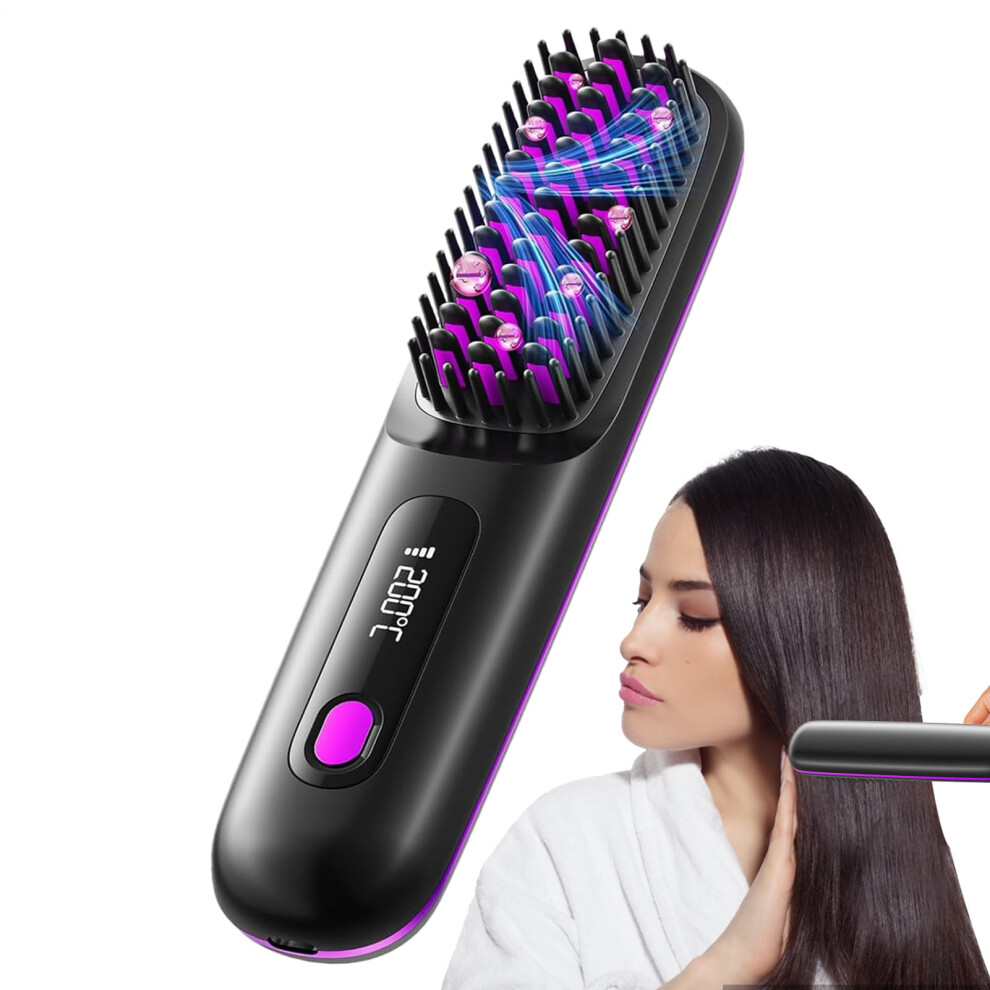 Cordless Hair Straightener with LED Display, Ceramic Fast Heating Styler for Wet and Dry Hair