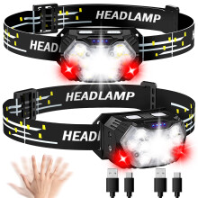 Verstellbare, ultrahelle Stirnlampe für Outdoor-Fans, wiederaufladbare Stirnlampe mit Bewegungssensor und IPX4-Wasserschutzklasse für vielfältige