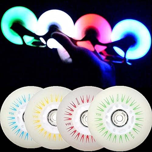 Roller Skate Wheels 80mm 90A 8Pack Inline LED Flashing Blue Replacement Wheels 1