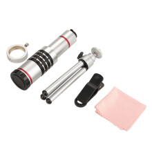 Kit di teleobiettivi con finitura dorata, include telaio in alluminio di grado industriale, obiettivo grandangolare, obiettivo macro, obiettivo