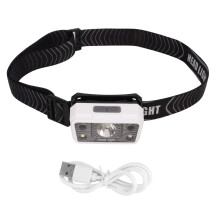 LED-Stirnlampe mit wiederaufladbarem Akku und USB-Anschluss, breitem Abstrahlwinkel, einstellbarem Winkel und unabhängigen Lichtmodi für