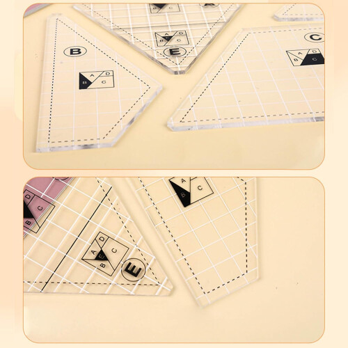 3/4/5 Pieces Quilting Ruler Sewing Ruler Templates for Patchwork Embroidery Craft Clear Acrylic Quilting Patchwork Ruler Ref: 3292 2