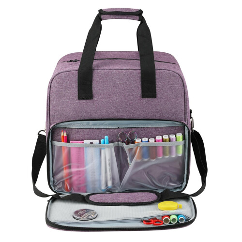 Sewing Machine Carry Bag, Storage Bag with Multiple Pockets, gray
