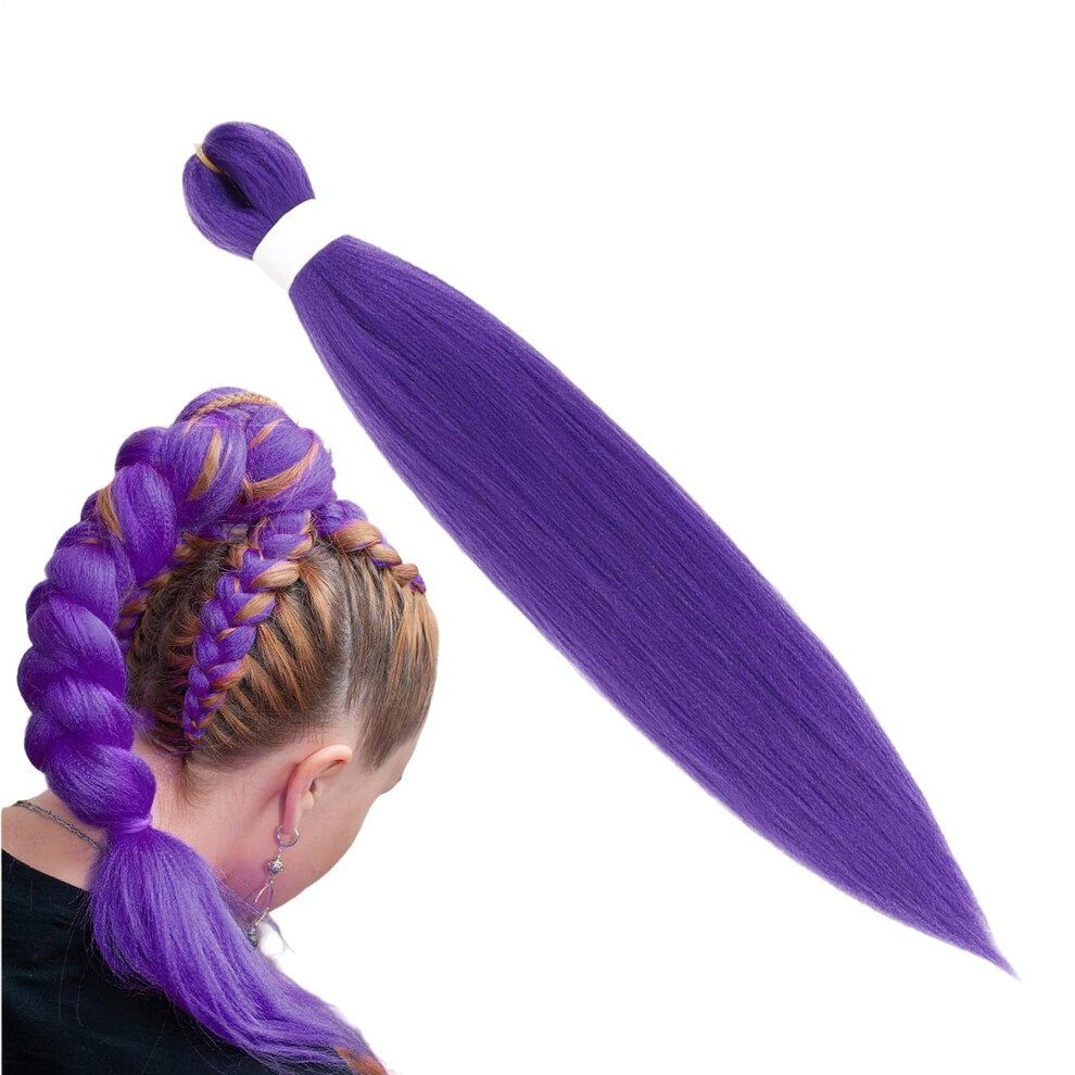 Purple Pre Stretched Braiding Hair 26 Inch Crochet Braids Synthetic Colored No Tangling Long Lasting Cosplay Masquerade