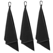 Pack of 3 Golf Towel Napkin Golf Cleaning Cooling Towels for Sports Travel Towel Large Wet Wipes Microfibre Balls Towels Superfine Fibre Black