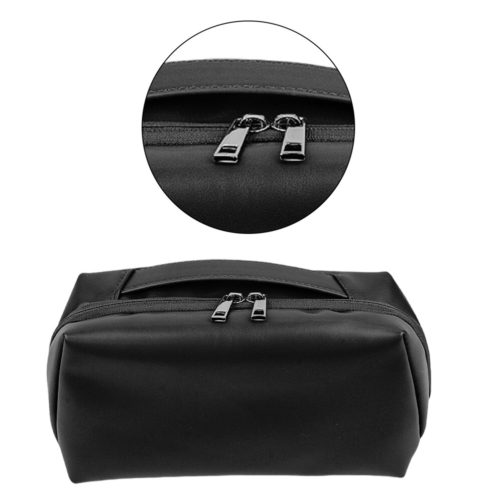 Black Pu Leather Makeup Bag Functional Travel Cosmetic Pouches