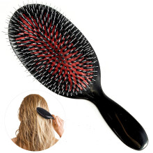 Hair Extension Brush with Boar and Nylon Bristles, AntiStatic Detangling Paddle for Salon and Home