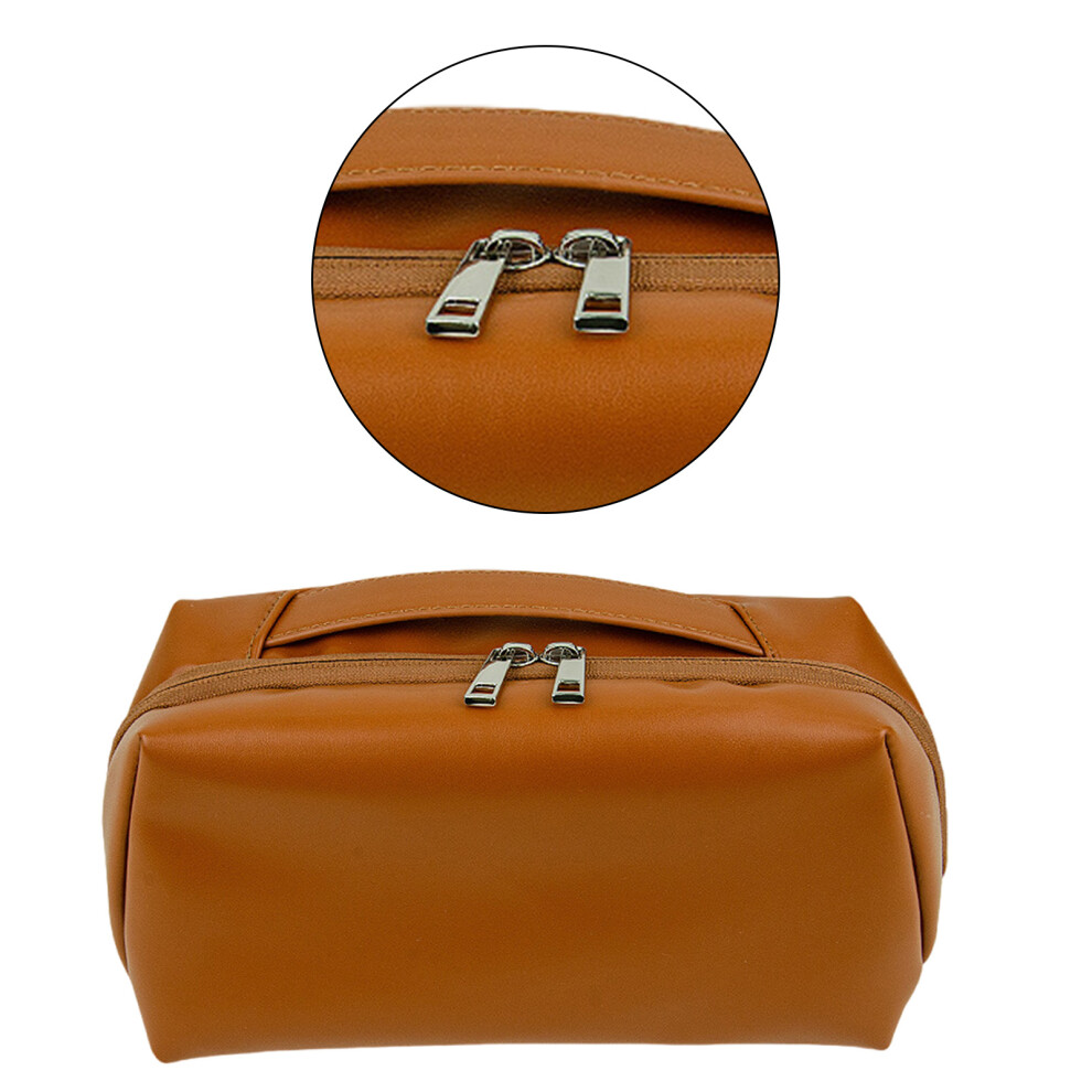 Brown Large Makeup Bag Cosmetic Pouches Toiletry Handbag