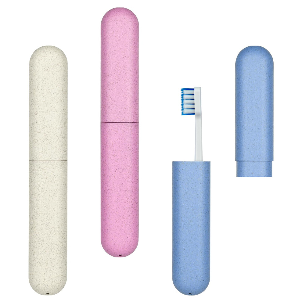 Toothbrush Case, 3 Pieces Travel Toothbrush Cases for Toothbrush Series (Beige  Pink)