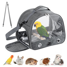 Bird Carrier, Portable Cage for Parrots, Parakeets, Small Animals with Stand and Tray