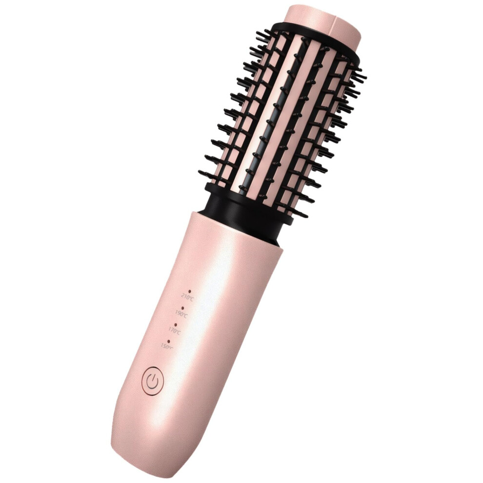 Wireless Hair Brush Ceramic Coating, Cordless 2In1 Curler And Straightener, 2000mAh, Temp Adjustable, TypeC Charge