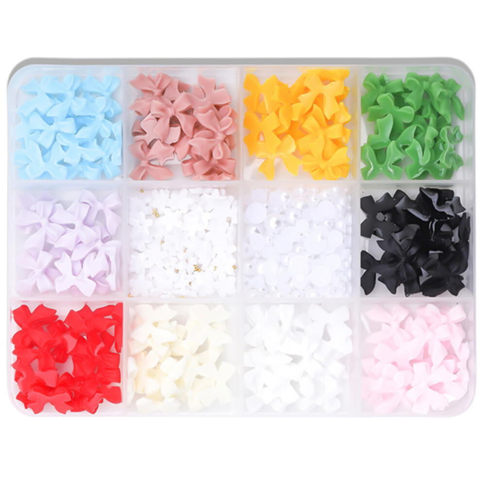 12 Grids Mixed Shape Nails Art Charm 3D Bows Nail Charms-SZSP04