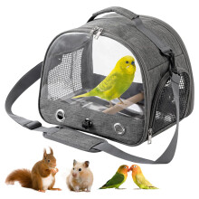 Bird Carrier Bag, Foldable Travel Cage for Parrots, Parakeets, Small Animals (Grey)