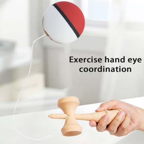 Παιχνίδι Kendama για ανάπτυξη υπομονής, οικολογικό μπαμπού, επιπλέον κορδόνι για 2