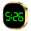 Car Dashboard Clock with Brightness LCD Display, Adhesive Mount, Compact Gold Design 1