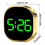 Car Dashboard Clock with Brightness LCD Display, Adhesive Mount, Compact Gold Design 4