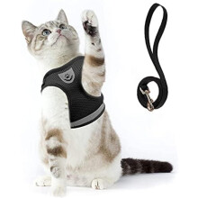 Cat Harness, Escape Proof Lead, Soft Vest for Cats, Kittens (S, Black)