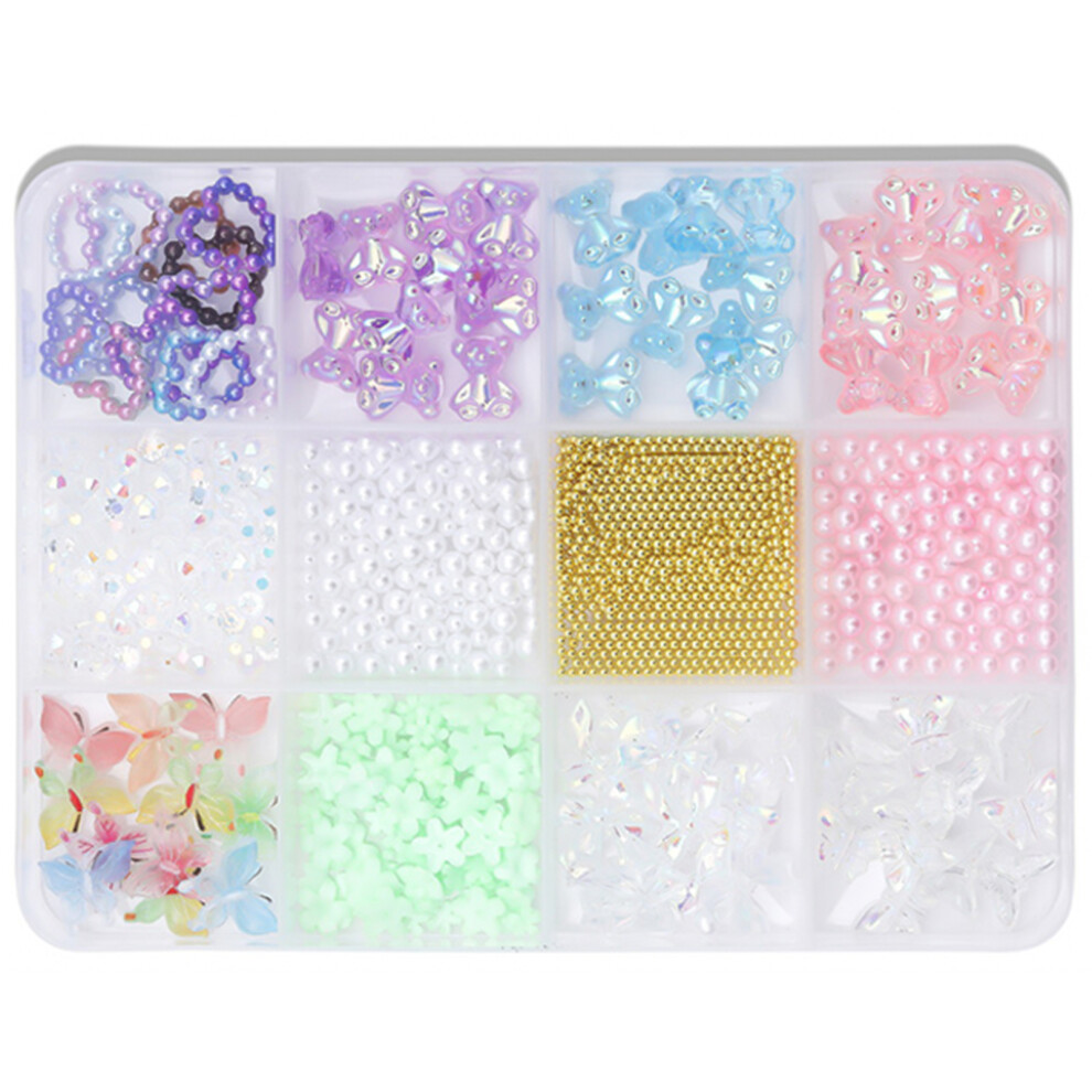 12 Grids 3D Bows Nail Charms Bowknot Nails Art Charms-SZSP05