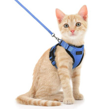 Cat Harness, Adjustable with Leash, for Small Medium Large Cats (Blue, XS)