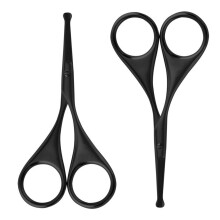 Nose Hair Scissors, Black, Curved Safety Blades with Rounded Tip for Trimming Small Details, Facial Hair, Ear Hair, Eyebrows, Pack of 2
