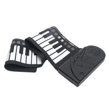 Portable 49 Keys Flexible Roll Up Piano USB Electronic Keyboard Hand Rolling Piano for Beginners (Black)