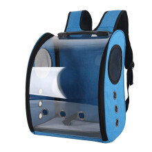 Portable bird carrier backpack, travel cage for small birds, blue