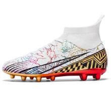 Men's Soccer Cleats Indoor Outdoor Tops NonSlip Spikes Firm Ground Turf Size 5 White