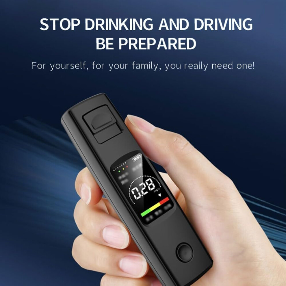 Portable Alcohol Tester Led Digital Display And Voice Car Driver Compatible Rechargeable Breathalyzer Black 9119770190949