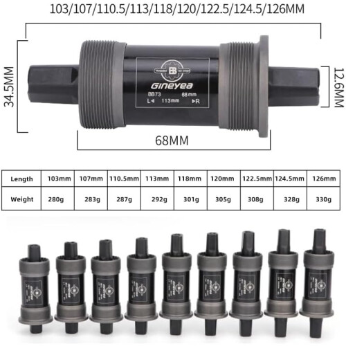 'Bicycle Bottom Bracket for Square Taper Crankset (68x118mm)' 1