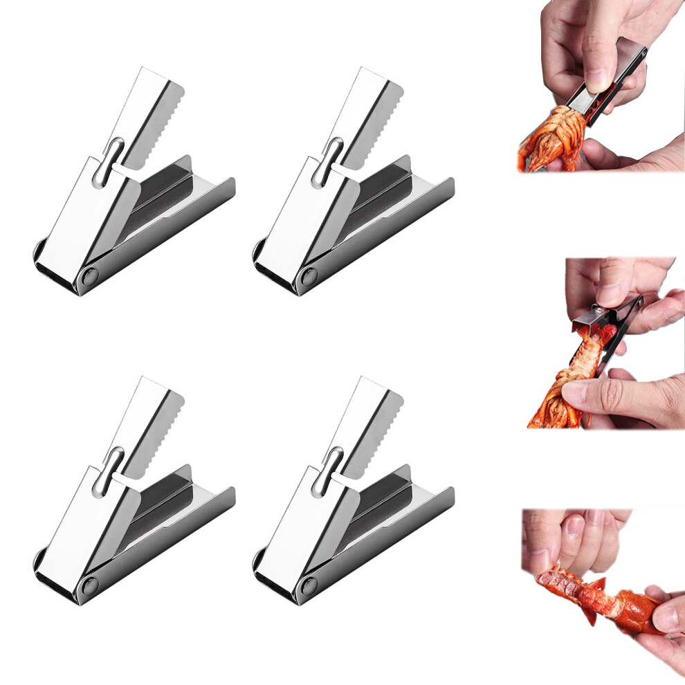 Crawfish Peeler Tool Stainless Steel Tail Remover Tool Crawfish Sheller 4Piece Set 9323874504148