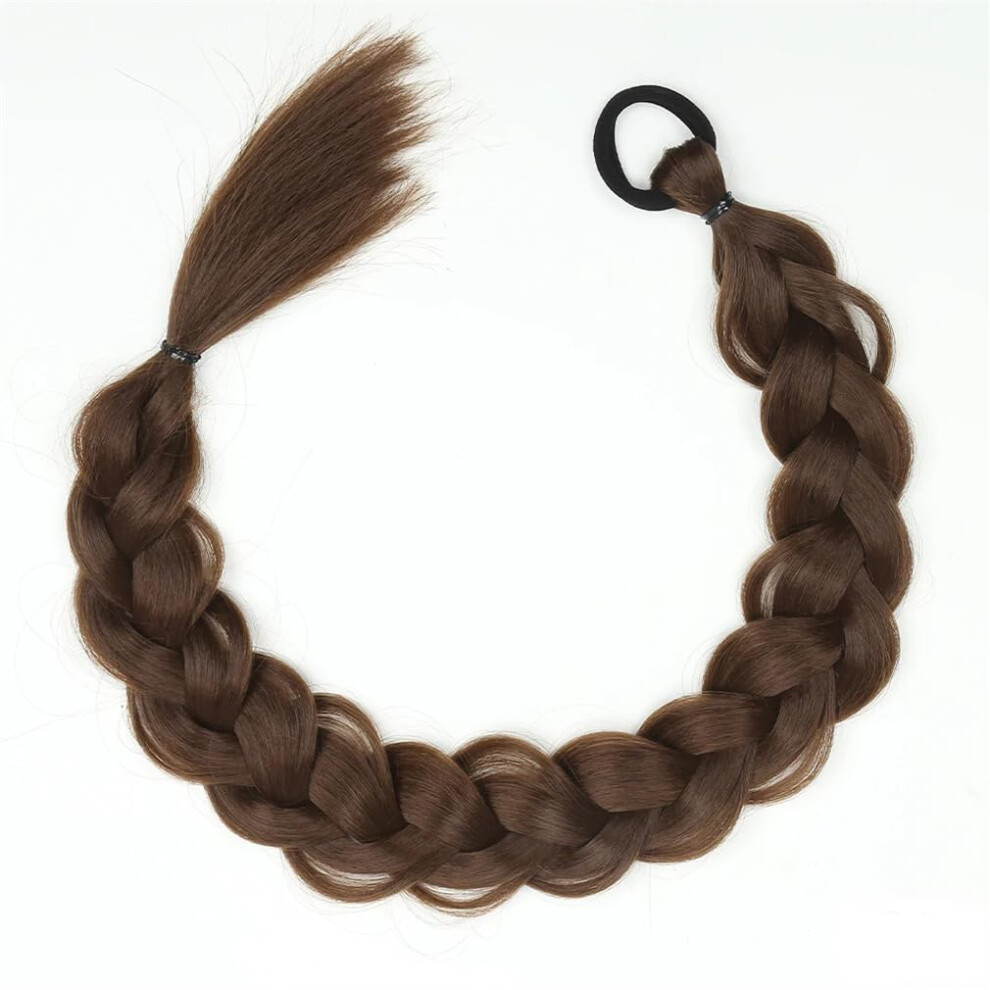 Braiding Hair Extensions Synthetic Long Twisted Ponytail Extensions With Rubber Bands 24Inch 8Count Pack