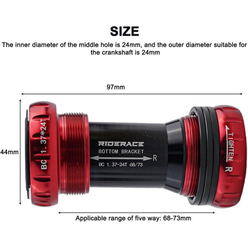 'Bicycle Component BB52 Bottom Bracket with Advanced Ceramic Bearings (Red)' 1
