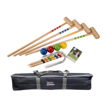 3224 Quality Croquet Game for 4 Players in Carrying Bag, Outdoor/Garden Fun for the Whole Family with Solid Wood Equipment, Made in EU.