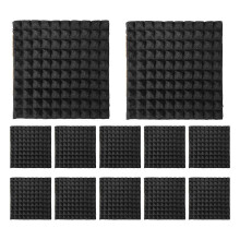 (black) 12er Pack Selbstklebende Schalldämmstoffplatten 2X12X12 Zoll Akustikplatten mit hoher Dichte, Pyramide