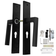 Slitstarka ergonomiska dörrtillbehör, dörrhandtag i svart aluminium med modern klassisk mattsvart design, beslag för invändig passagedörr,