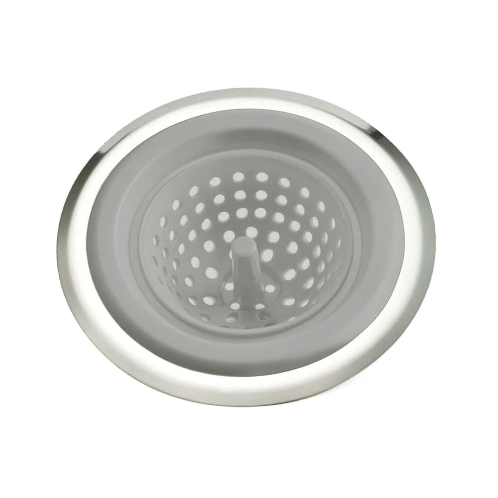 Kitchen Sink Strainer Water Stopper Grey Stainless Steel Hair Catcher Residue Filtering Odor Prevention 2.5 Inch 9119770192684
