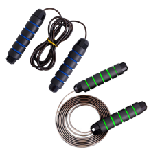 Springseile für Fitness, Speed-Springseil mit Kugellagern fürs Training, verstellbares Stahlspringseil mit ergonomischen Schaumstoffgriffen,