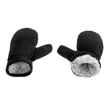 Girls Winter Gloves Solid Color Thick Knit Mittens With Furry Cuff Plush Lining Toddler Size