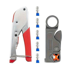 7-teiliges Koaxialkabel Crimper-Kompressionstool-Set: Drahtstripper mit F RG6 RG59-Steckern